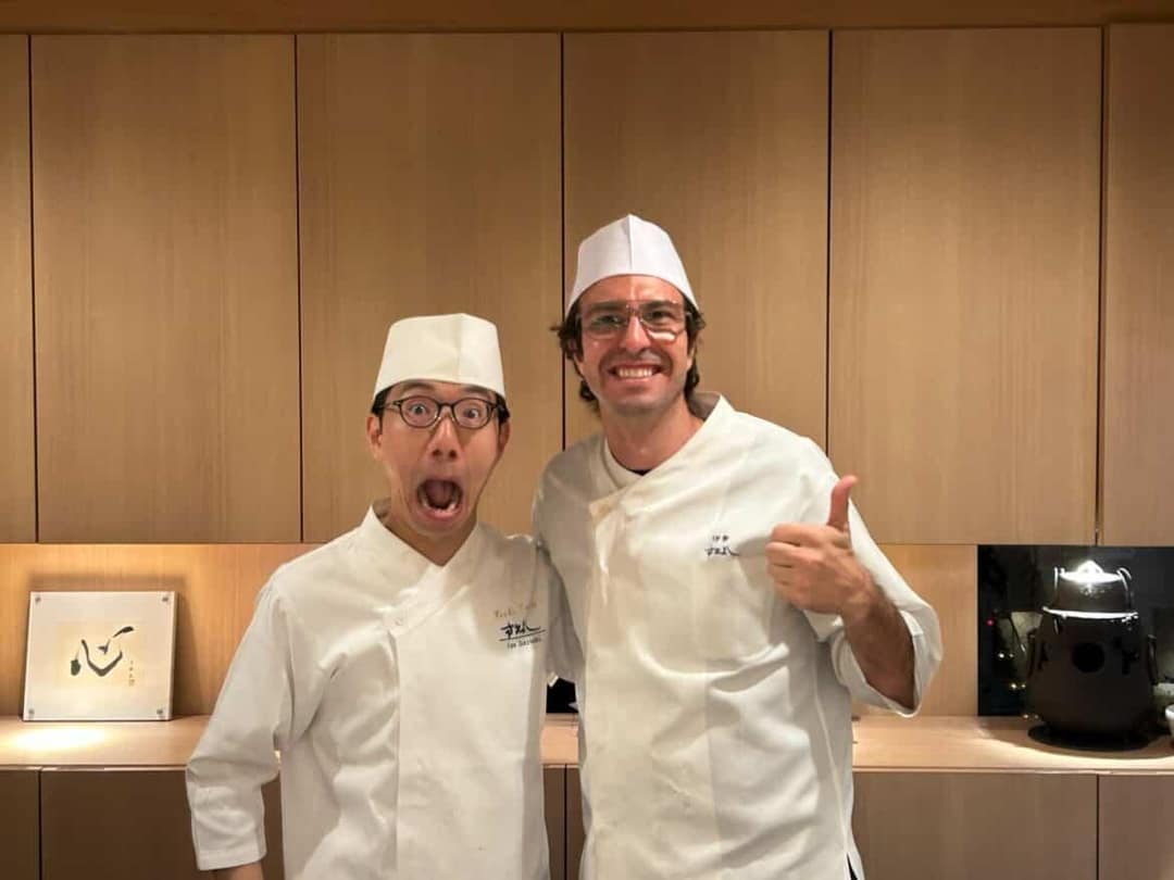 Chef Elliot with Chef Yuki Tanaka at Ise Sueyoshi, Tokyo