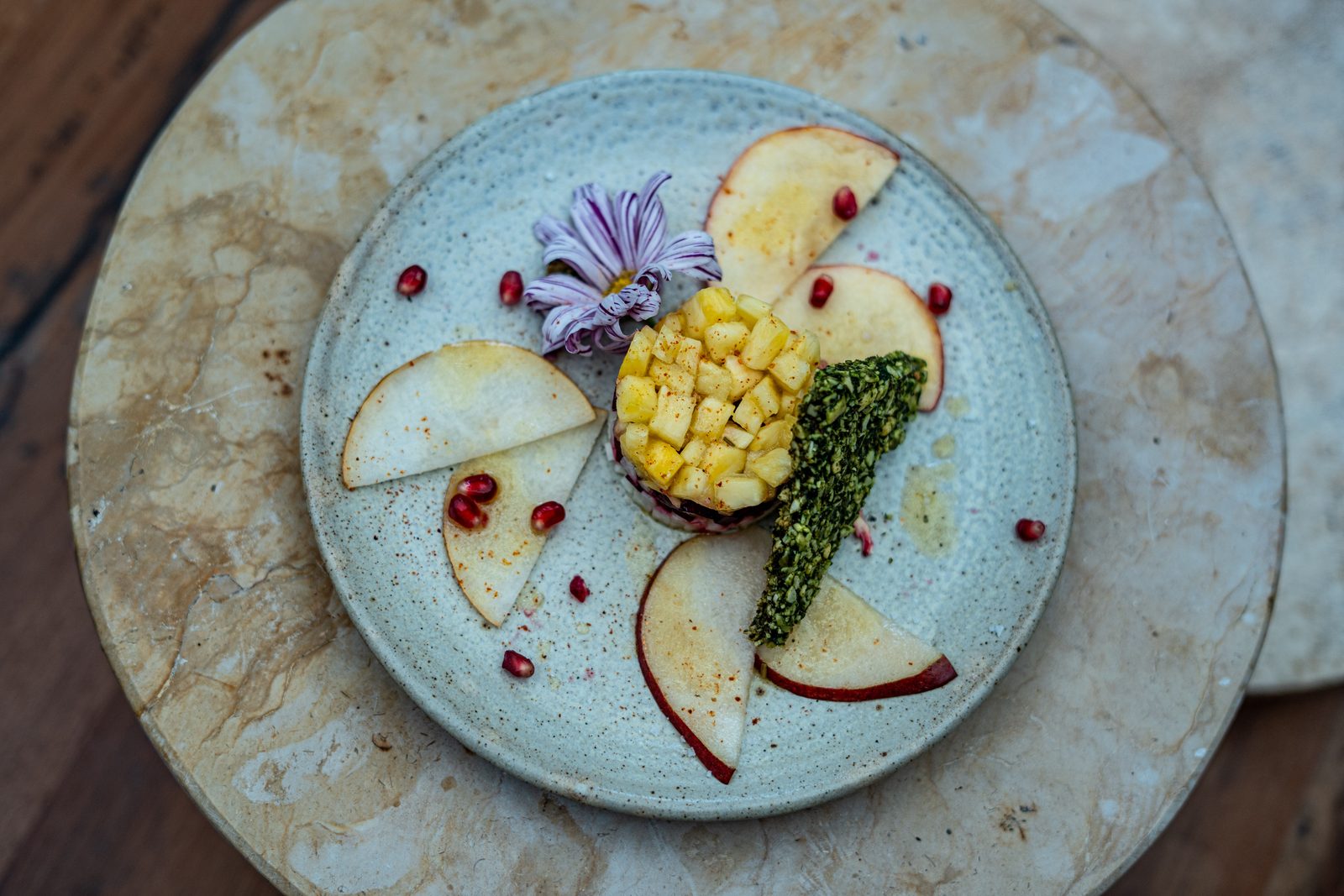 Apple and corn tartare