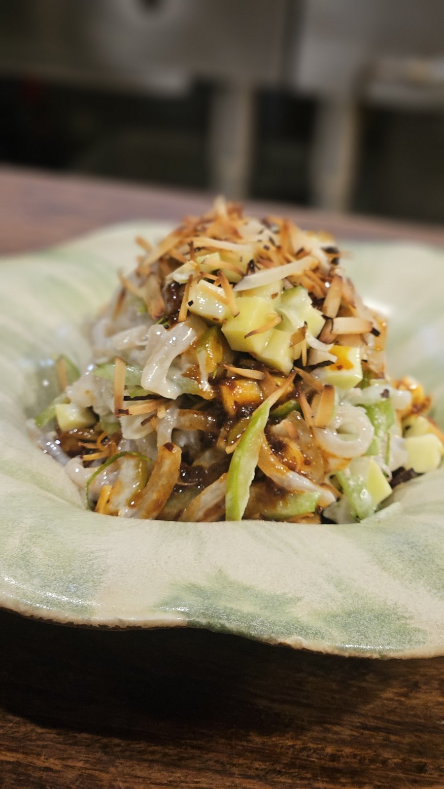 Banana blossom salad with toasted coconut