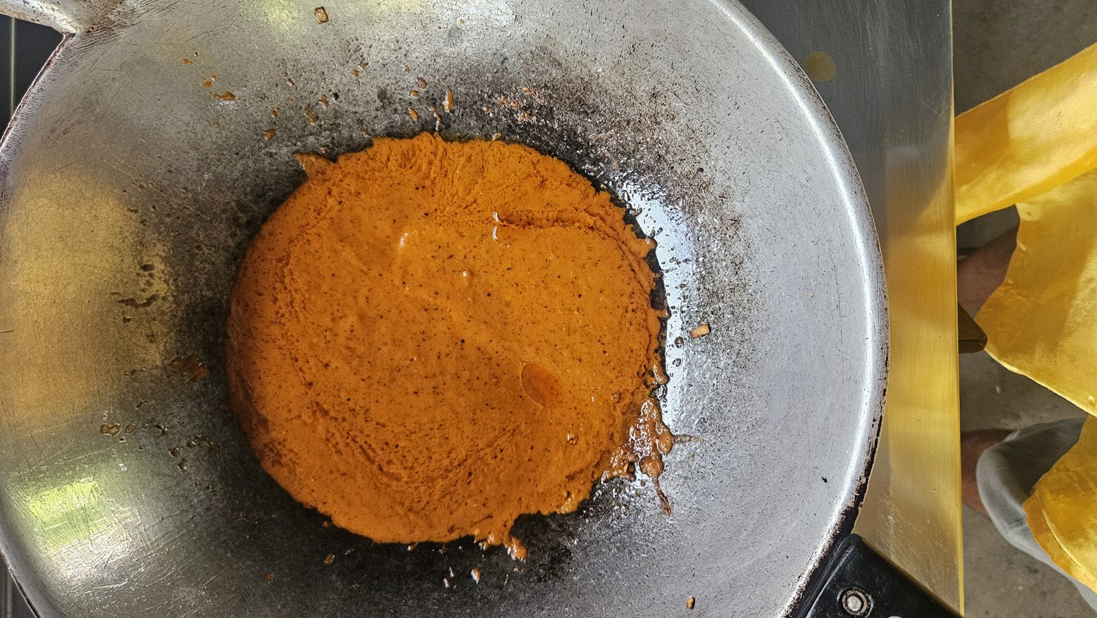 Curry paste frying in the wok
