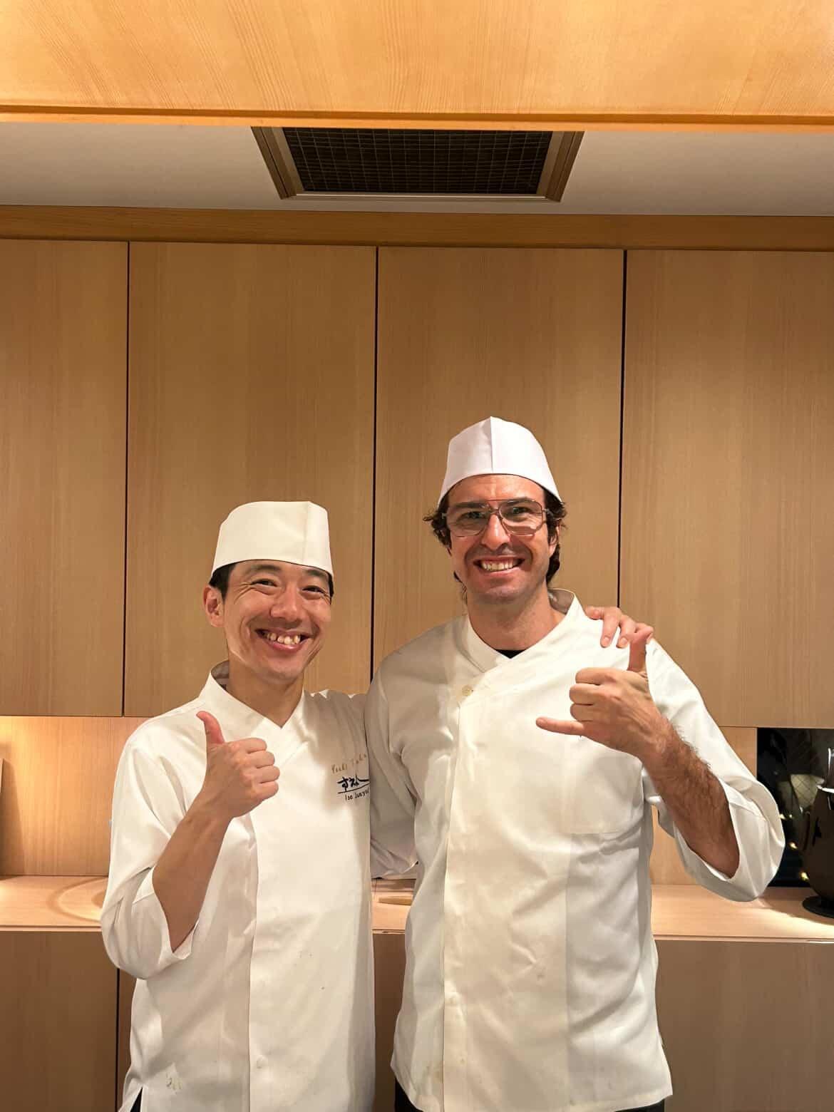 Chef Elliot and Chef Yuki, thumbs up