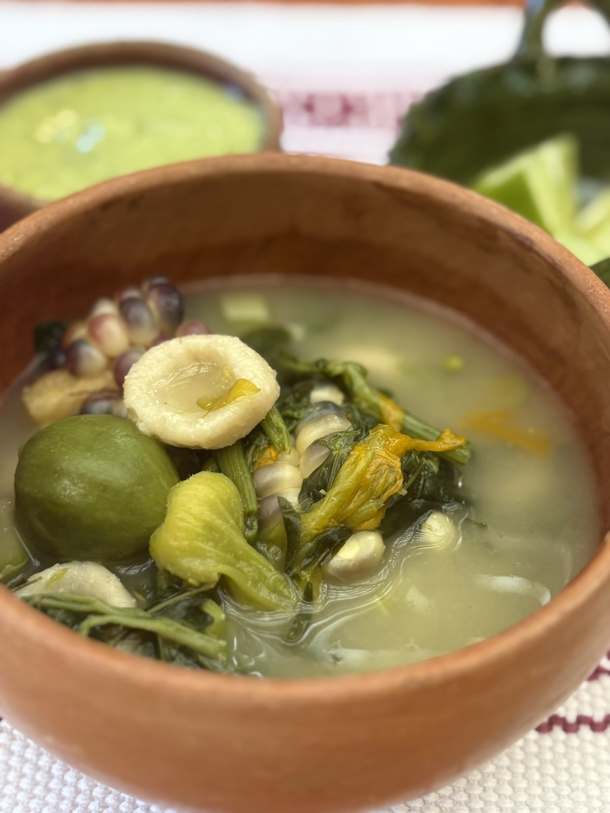 Soup in the clay bowl